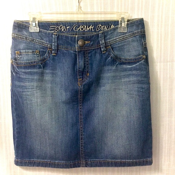 Vintage Esprit Denim Mini Skirt Medium - Picture 2 of 5